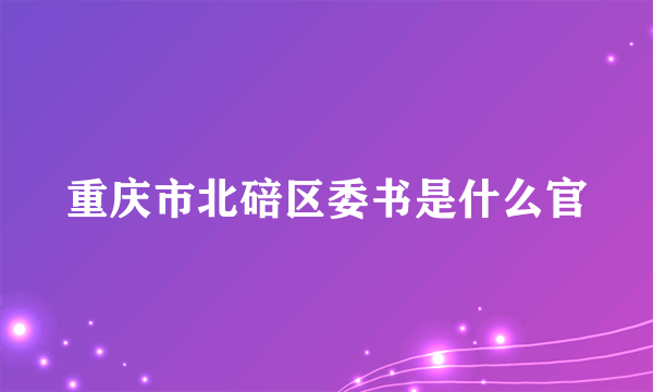 重庆市北碚区委书是什么官