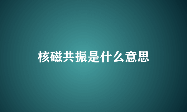 核磁共振是什么意思