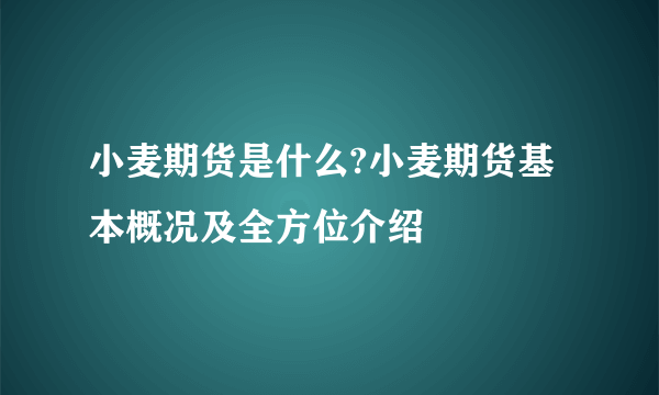 小麦期货是什么?小麦期货基本概况及全方位介绍