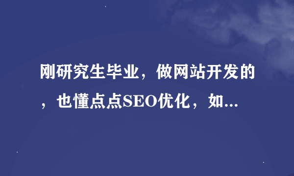 刚研究生毕业，做网站开发的，也懂点点SEO优化，如何创业呢？