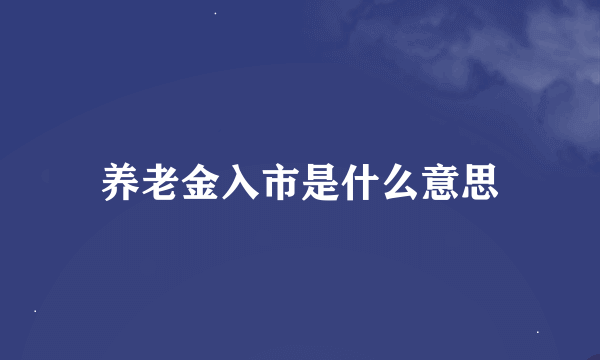 养老金入市是什么意思