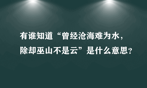 有谁知道“曾经沧海难为水，除却巫山不是云”是什么意思？