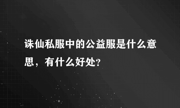 诛仙私服中的公益服是什么意思，有什么好处？