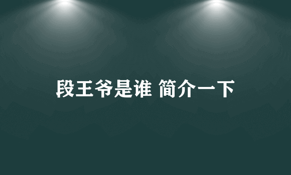 段王爷是谁 简介一下