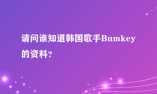 请问谁知道韩国歌手Bumkey的资料？