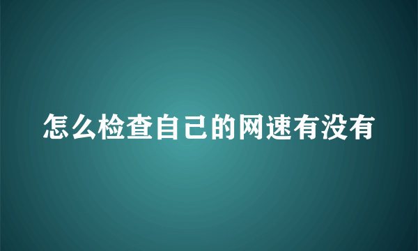 怎么检查自己的网速有没有