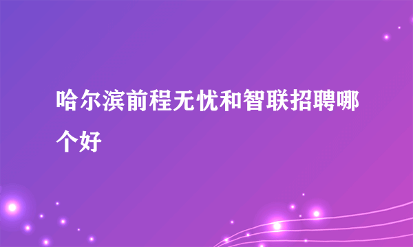 哈尔滨前程无忧和智联招聘哪个好