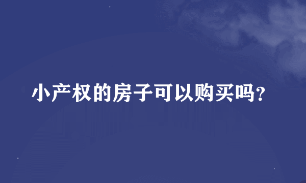 小产权的房子可以购买吗？