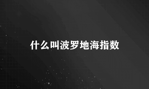 什么叫波罗地海指数