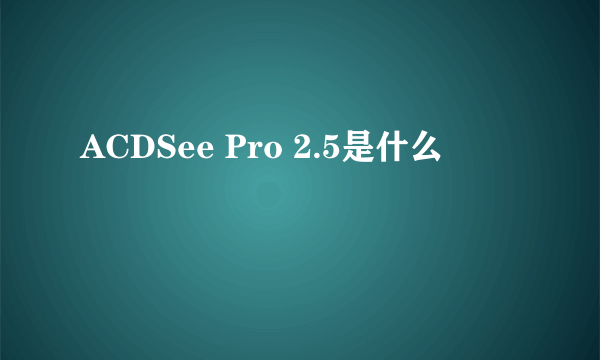 ACDSee Pro 2.5是什么