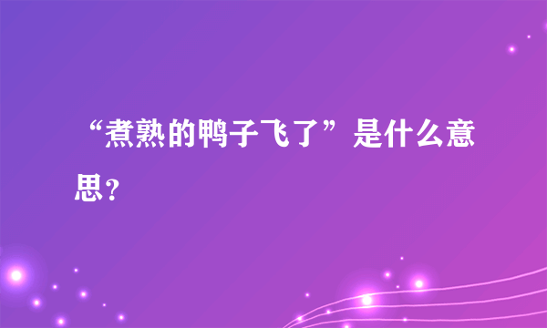 “煮熟的鸭子飞了”是什么意思？