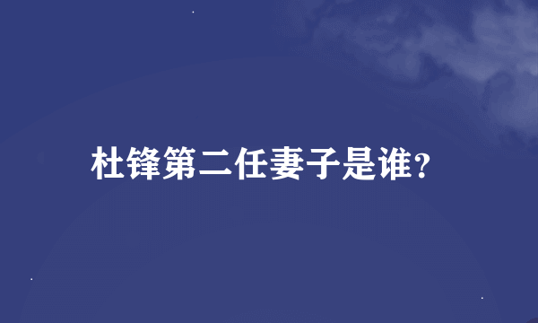 杜锋第二任妻子是谁？