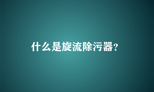 什么是旋流除污器？