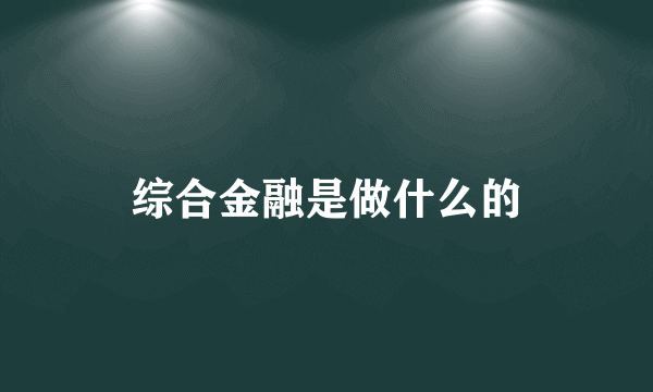 综合金融是做什么的