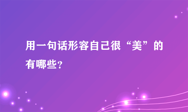 用一句话形容自己很“美”的有哪些？