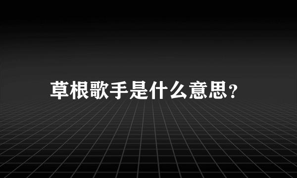 草根歌手是什么意思？