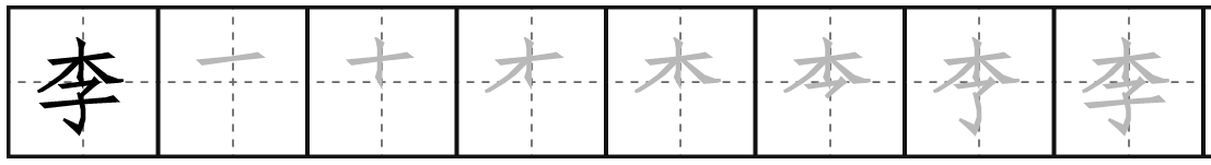 李的笔画顺序田字格。