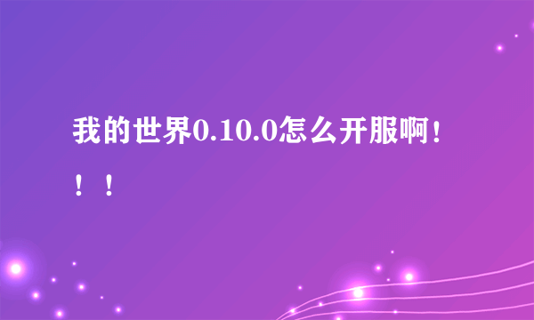 我的世界0.10.0怎么开服啊！！！