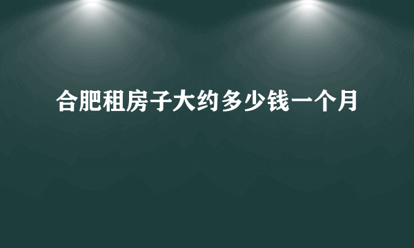 合肥租房子大约多少钱一个月