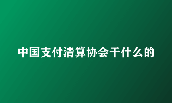 中国支付清算协会干什么的