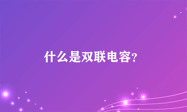 什么是双联电容？