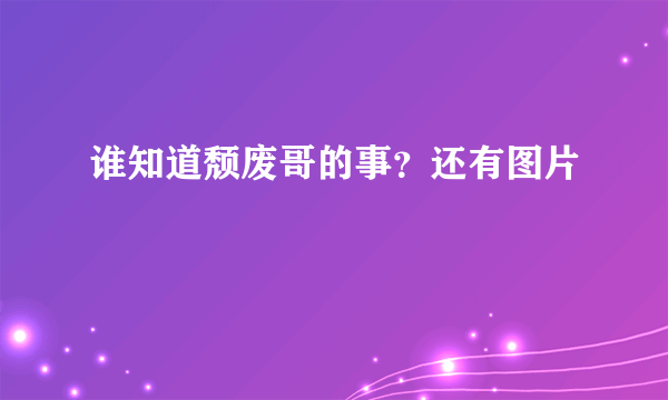 谁知道颓废哥的事？还有图片