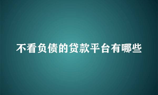 不看负债的贷款平台有哪些