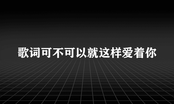 歌词可不可以就这样爱着你