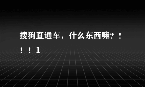 搜狗直通车，什么东西嘛？！！！1