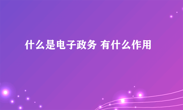 什么是电子政务 有什么作用