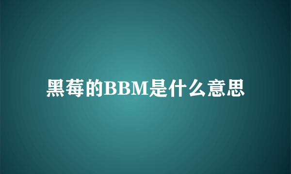 黑莓的BBM是什么意思