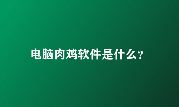 电脑肉鸡软件是什么？