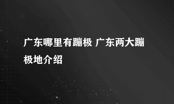 广东哪里有蹦极 广东两大蹦极地介绍