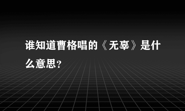 谁知道曹格唱的《无辜》是什么意思？