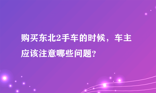 购买东北2手车的时候，车主应该注意哪些问题？