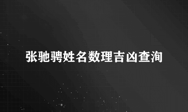 张驰骋姓名数理吉凶查洵