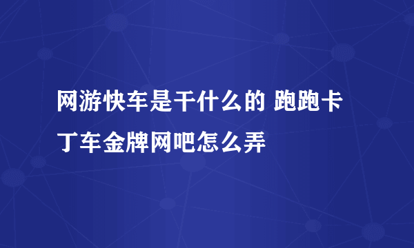 网游快车是干什么的 跑跑卡丁车金牌网吧怎么弄