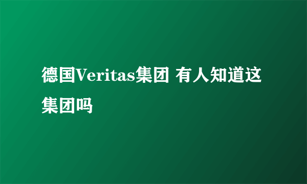 德国Veritas集团 有人知道这集团吗