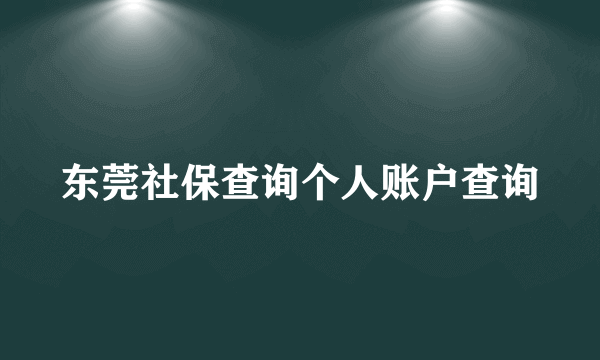 东莞社保查询个人账户查询