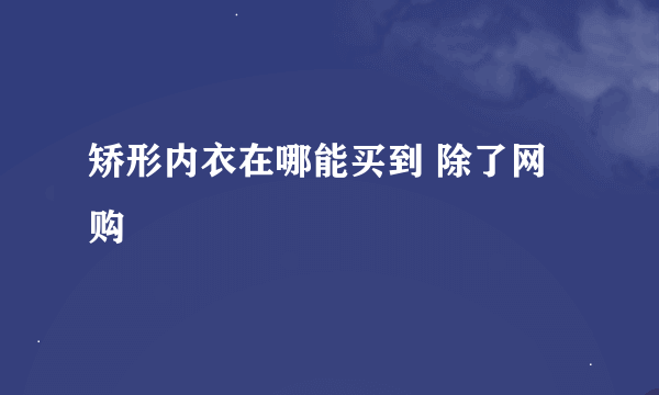 矫形内衣在哪能买到 除了网购