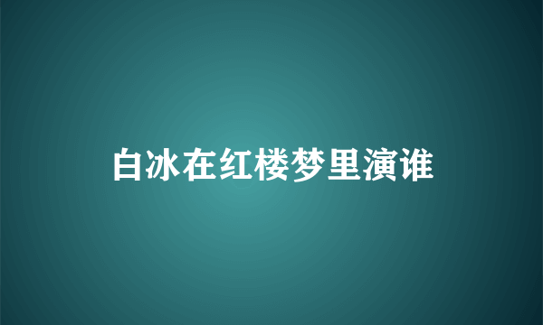 白冰在红楼梦里演谁