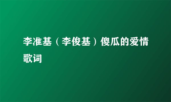 李准基（李俊基）傻瓜的爱情歌词