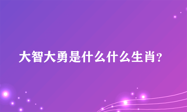 大智大勇是什么什么生肖？