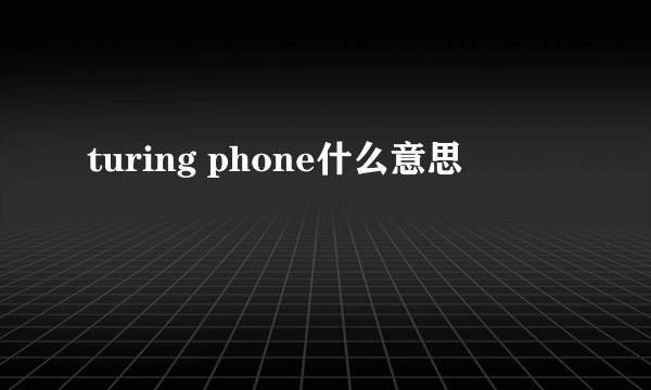 turing phone什么意思