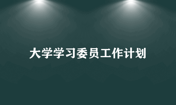 大学学习委员工作计划