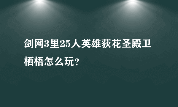 剑网3里25人英雄荻花圣殿卫栖梧怎么玩？