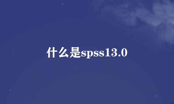 什么是spss13.0