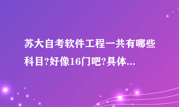 苏大自考软件工程一共有哪些科目?好像16门吧?具体是哪些?