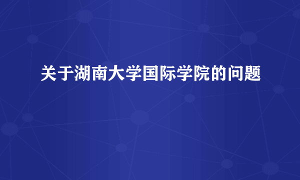 关于湖南大学国际学院的问题