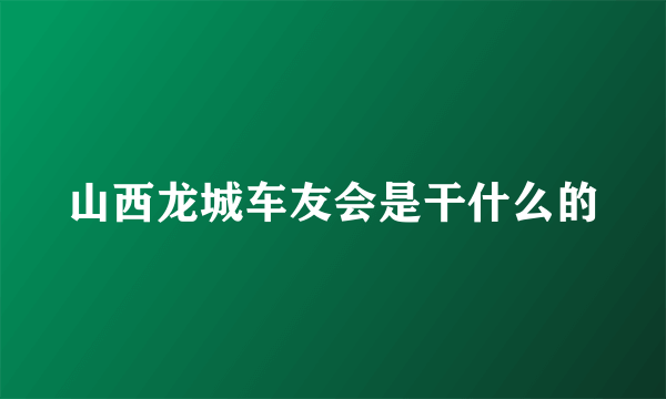 山西龙城车友会是干什么的